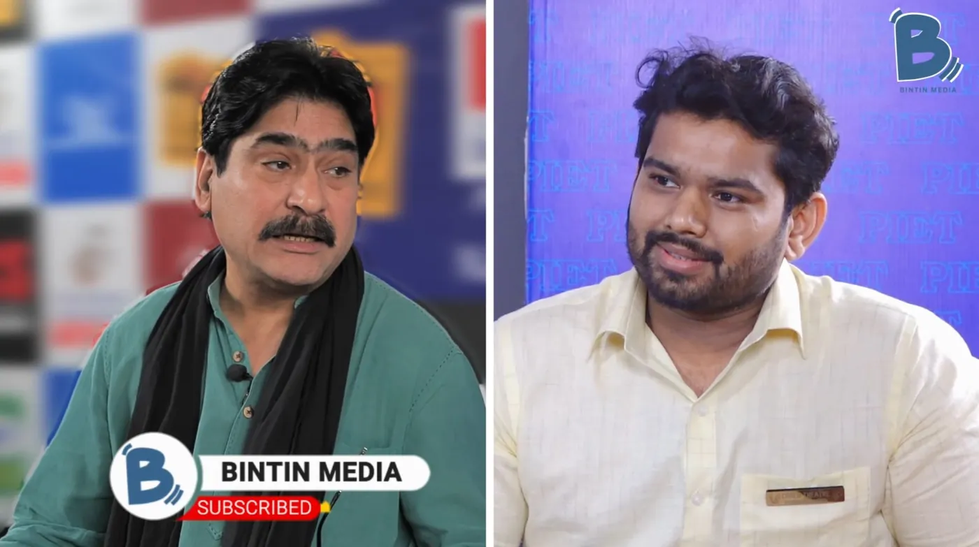 Two speakers in a split-screen Bintin Media interview